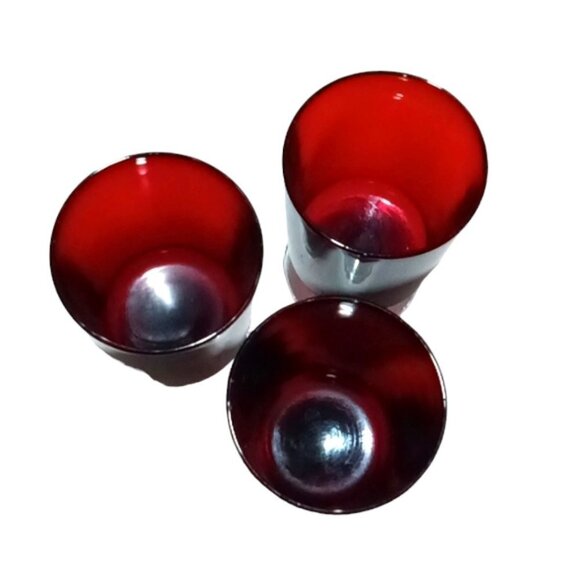 Vintage Cristal D'Arques Set of 3 Ruby Red Cavalier Stemmed Wine Goblets Glasses - Picture 3 of 7